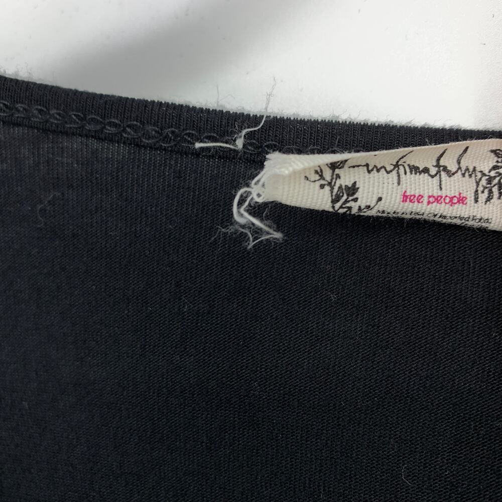 Intimately Free People Cap Sleeve Bodysuit Womens Size Large Black V-Neck - Picture 3 of 7